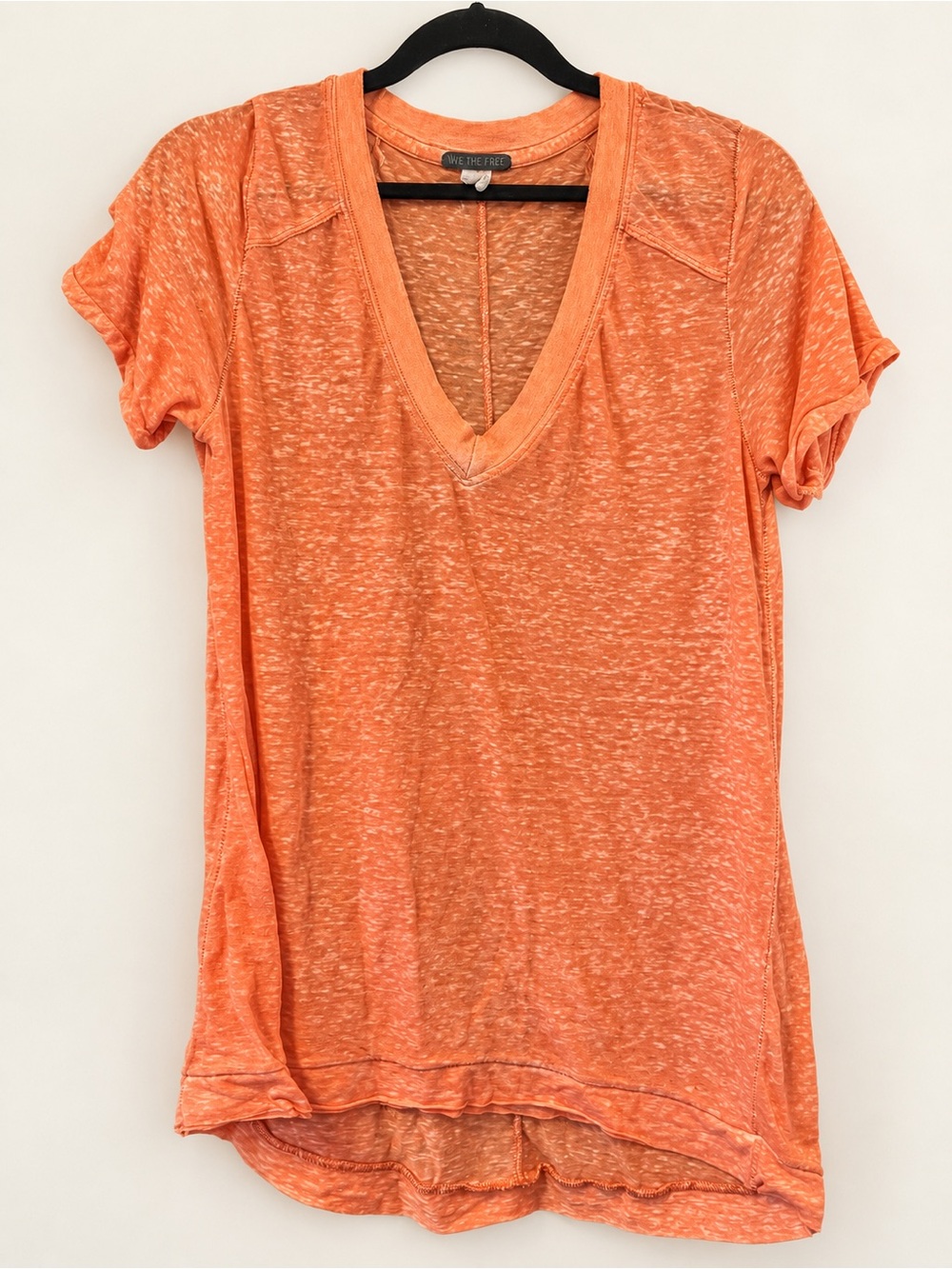 We The Free Burnt Orange V-Neck Short Sleeve Tee